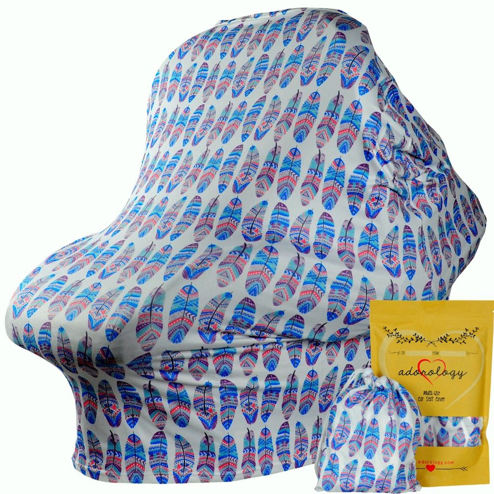 Newborn Nursing Cover Multi-Color Feather Design